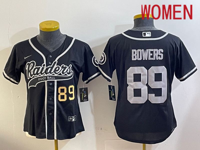 Women Oakland Raiders #89 Bowers Black Joint Name 2024 Nike Limited NFL Jersey style 6->women nfl jersey->Women Jersey